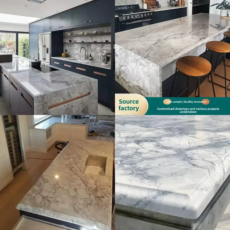 for Quartzite Slab Stone Countertop Custom Trimmed Polished Pure White Bathroom Washbasin Kitchen Panel