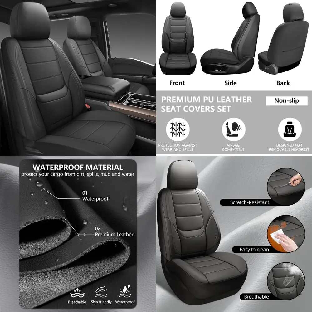 

Чехлы на автомобильные сиденья BABYBLU, полный комплект, универсальные кожаные чехлы на сиденья для автомобилей, водонепроницаемые автомобильные чехлы на сиденья для большинства автомобилей