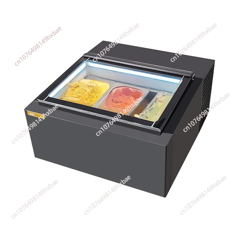Desktop 3 Pans Ice Cream Showcase Ice Cream Freezer Display Counter Type Gelato Display Freezing Machine