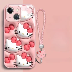 Sanrio Hello Kitty Apple 15 etui na telefon komórkowy Cartoon Iphone 14 13pro 12 pro max płaskie etui na telefon ze szkła hartowanego