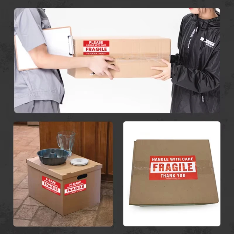 250Paste/Roll Fragile English Warning Label Sticker，Copper Plate Adhesive Anti-Tamper Fragile Item Warning Stickers
