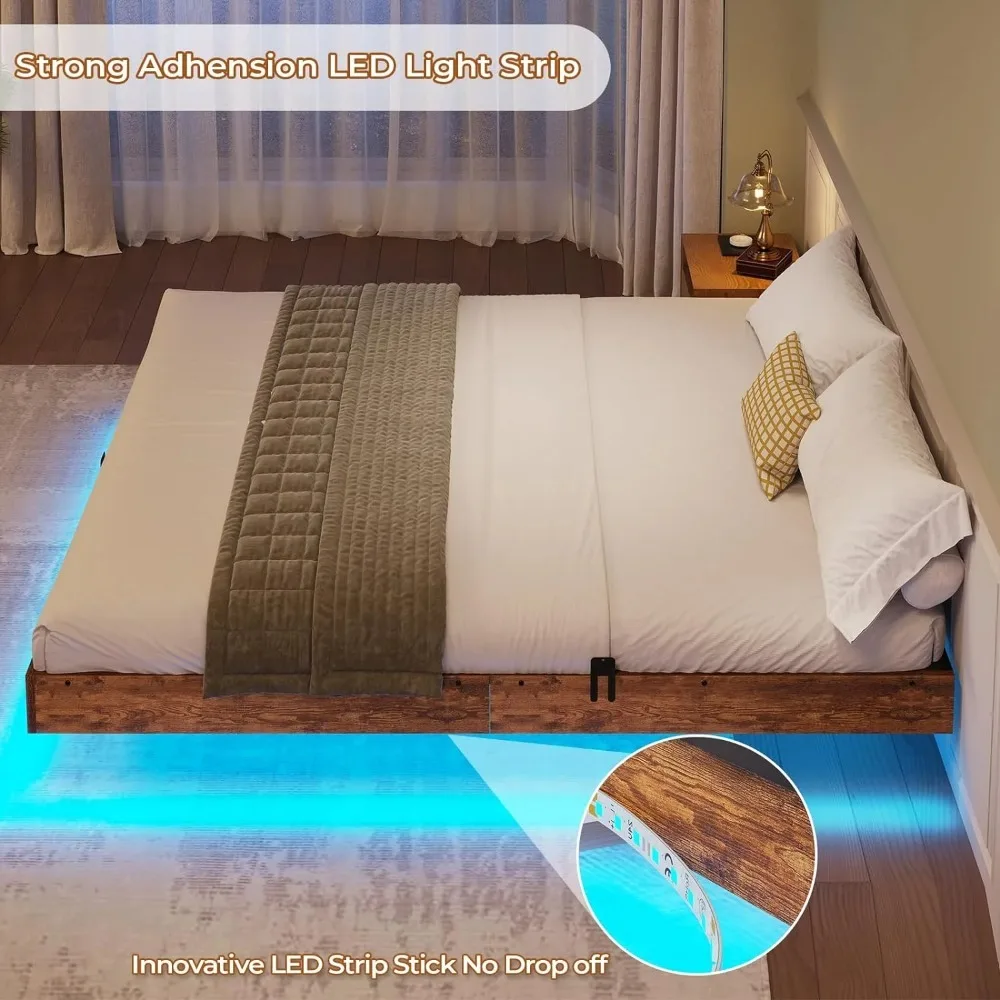 

Floating Bed Frame Full Size with LED Lights,Morden Full Metal Platform Bed, Solid and Stable, Noise Free, No Box Spring Needed