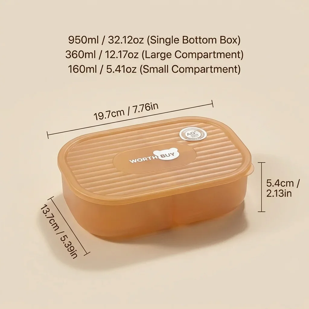 Plastic Bento Box voor studenten, kinderen, school, lunchbox, magnetronbestendig, 3 compartimenten, maaltijdvoorbereiding, voedselbewaarcontainers, snackcontainer