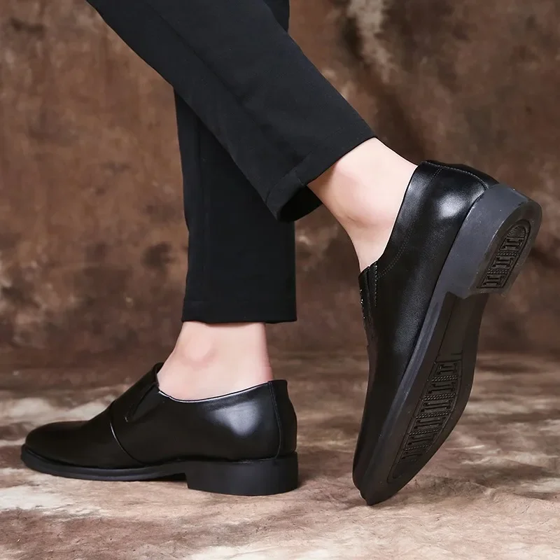 Letter Decoration Loafers Shoes Men PU Low Heel Anti Slip Classic Comfortable Business Formal Shoes Large 38-48 Men Shoes