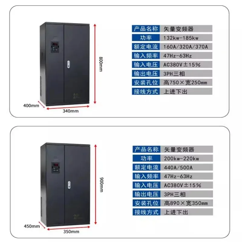 العاكس ثلاث مراحل 380v30/37/45/55/75/93/110/135/185/220/315KW