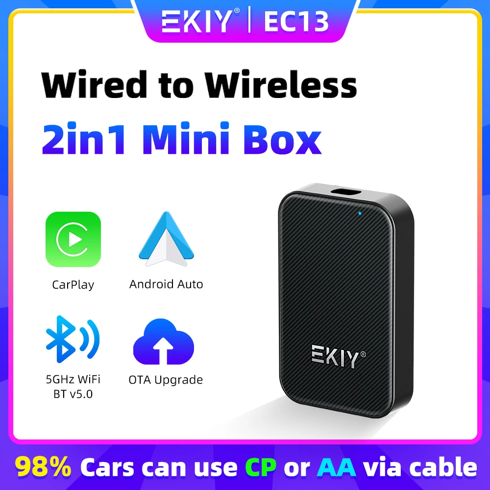 EKIY Wired To Wireless CarPlay Android Auto Adapter For Audi Toyota Mazda Nissan Chevrolet Suzuki Subaru Kia Ford Opel Skoda