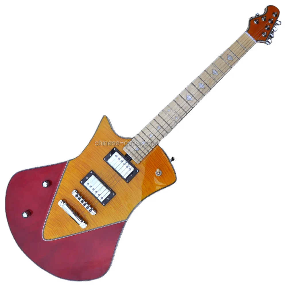 Flyoung Left Handed 6 Strings Electric Guitar Maple Fretboard Guitar Red Yellow Flame Guitar