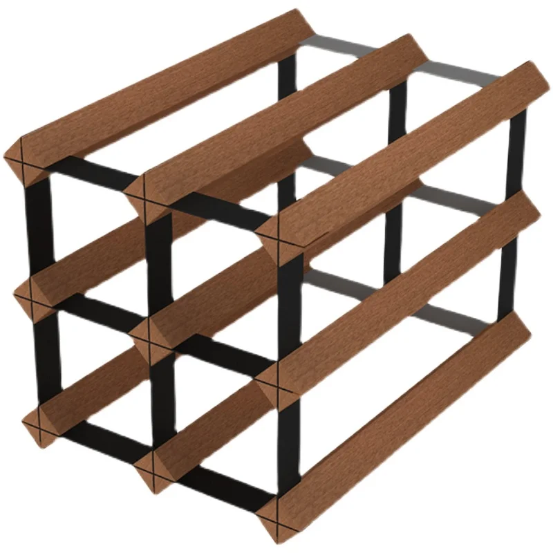 

Solid wood wine rack European storage rack Wine bottle Living room household Ornament display