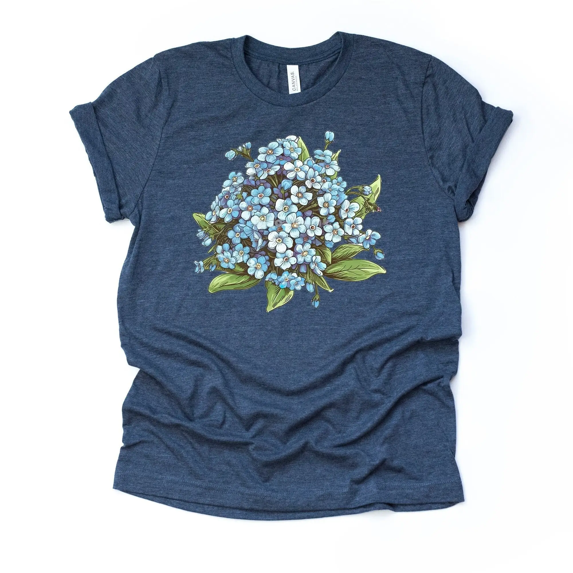 Forget Me Not Flowers T Shirt Pretty Bouquet Design Premium Unisex 3 Color Choices 3X 4X