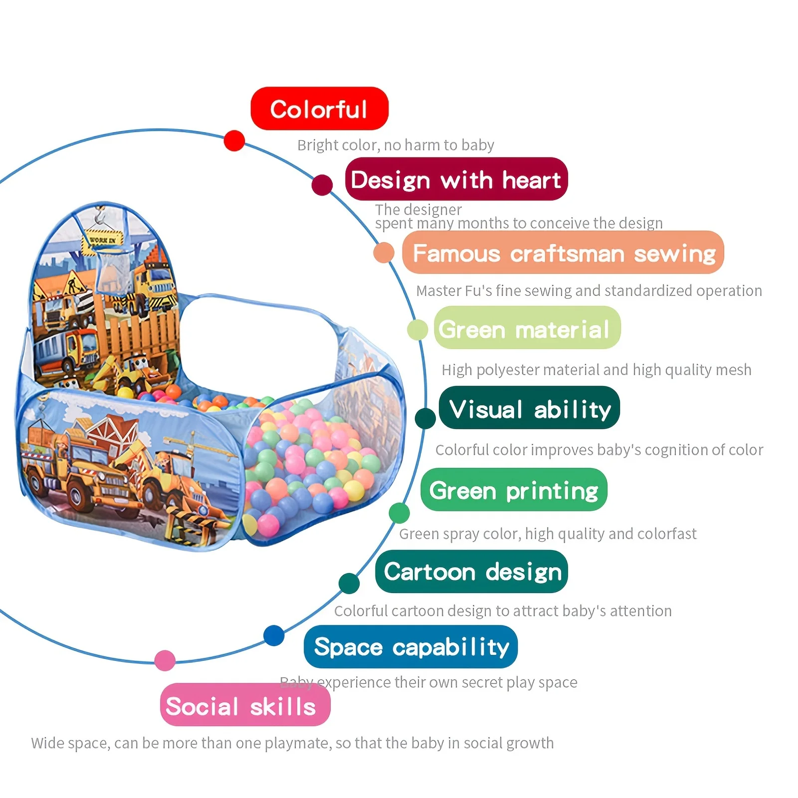 ألعاب لعب ممتعة على شكل كرة أوشن للهندسة الكرتونية للأطفال للأولاد والبنات، سياج حمام سباحة قابل للطي في الأماكن المغلقة