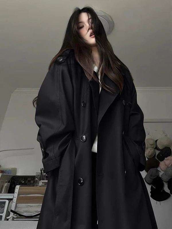 

Bla Long Coat Jaet Women's Double Breasted Stand Collar Midi Length Spring Autumn New Sle Faionable Casual Outerwear