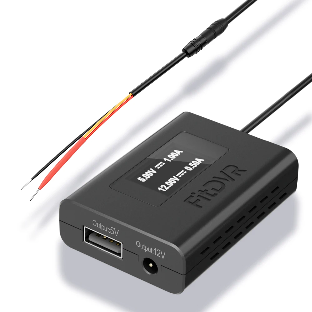 

FitDVR Power Adapter for Universal Car Model, LED Display, USB Power Source, Easy to Install, 5V 12V Output, D3-044