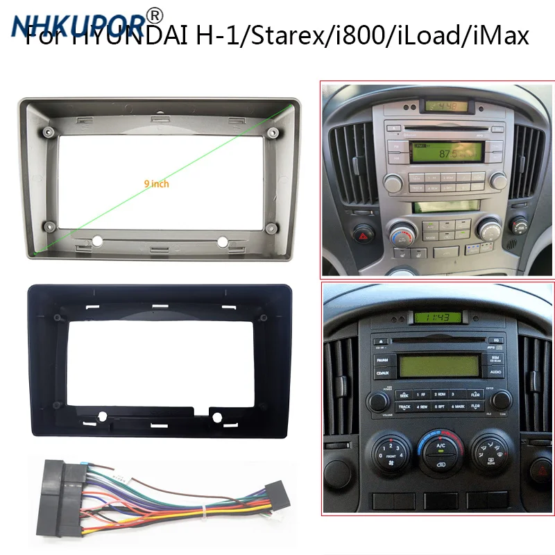 Android Car Radio Frame Kit For HYUNDAI H-1 Starex I800 ILoad IMax Auto Stereo Refit Fascia Bezel Faceplate Cable Adapter