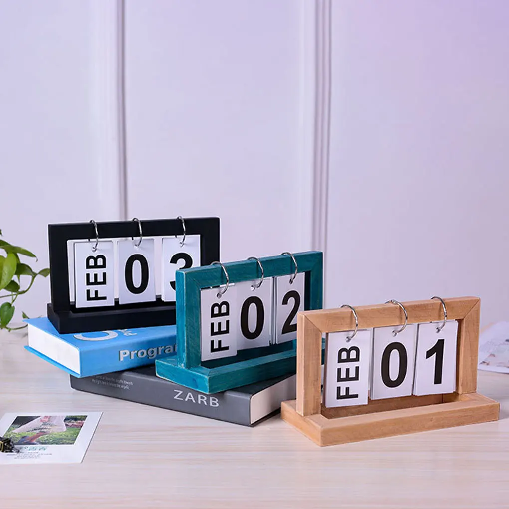 Bamboo Wood Yellow Desk Accessories Environmentally Friendly Unique Calendar Widely Used Desk Decor