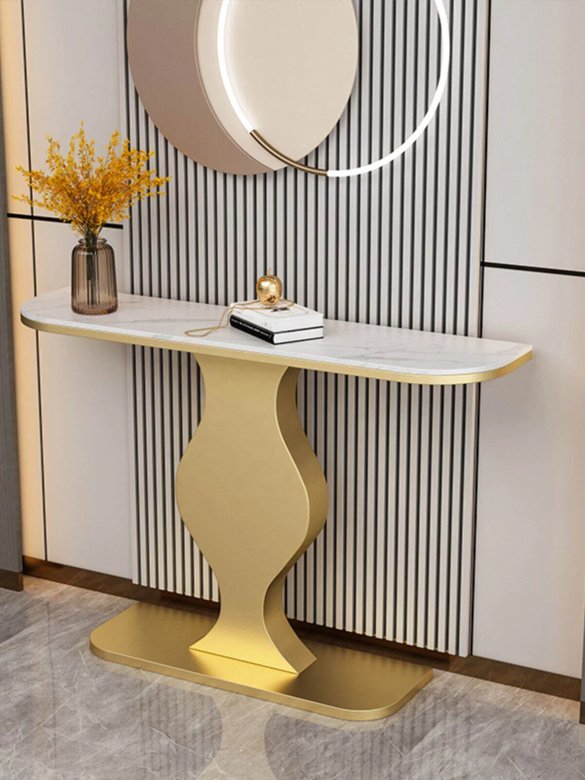

#Simple Modern Multi-functional Light Luxury Stone Slab Ultra Narrow Entrance Console Table for Corridor with 3-Year Warranty