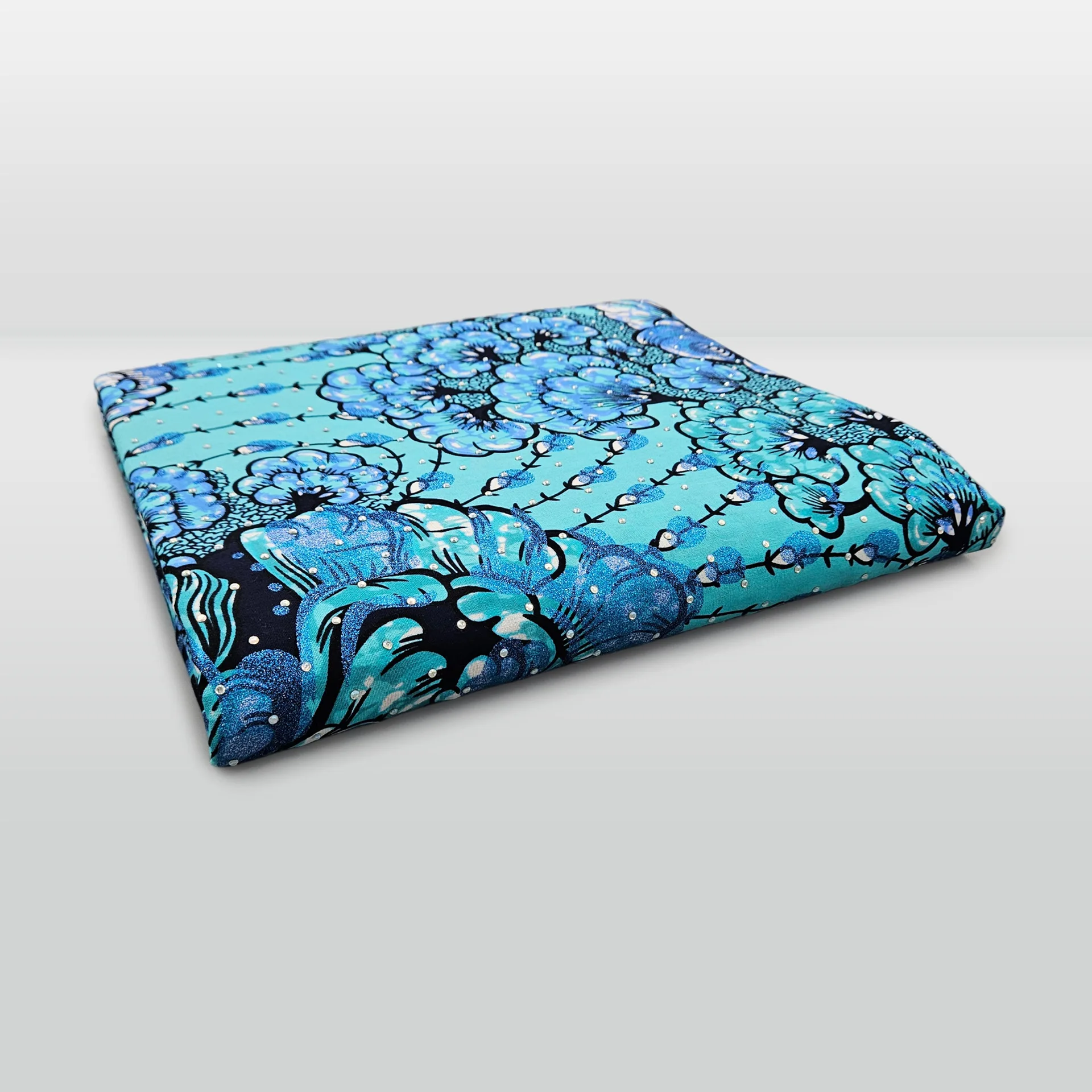ผ้าฝ้ายแอฟริกันสีฟ้าอ่อนพิมพ์ล - Sewing Batik Fabric บทวิจารณ์และราคา