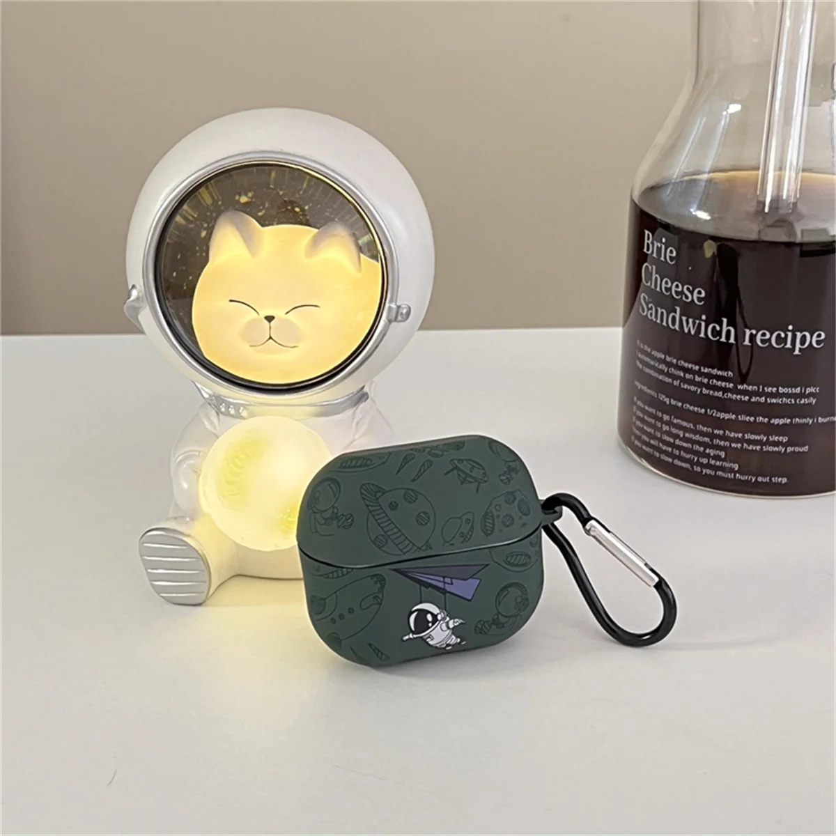 جراب سماعات أذن لسامسونج جالاكسي بدز 3 برو ، كرتون لطيف ، رائد فضاء ، تصميم نمط رجل فضاء ، غطاء سماعة رأس مع خطاف ، براعم 3 برو ،