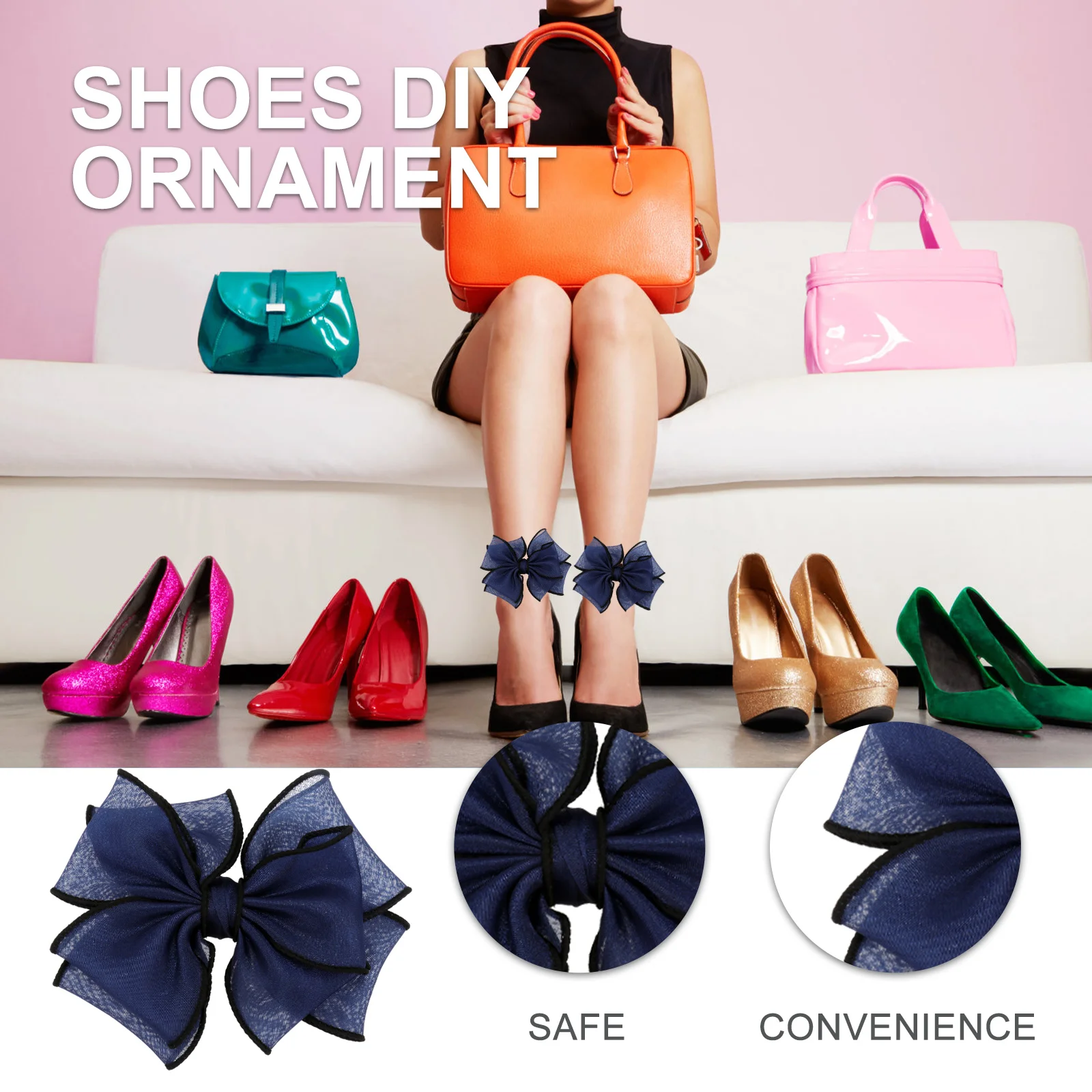 2pcs Elegant Bowknot Shoes Decors Girl Shoes Ornaments Shoes DIY Ornaments shoe bowknot shoe DIY accessories