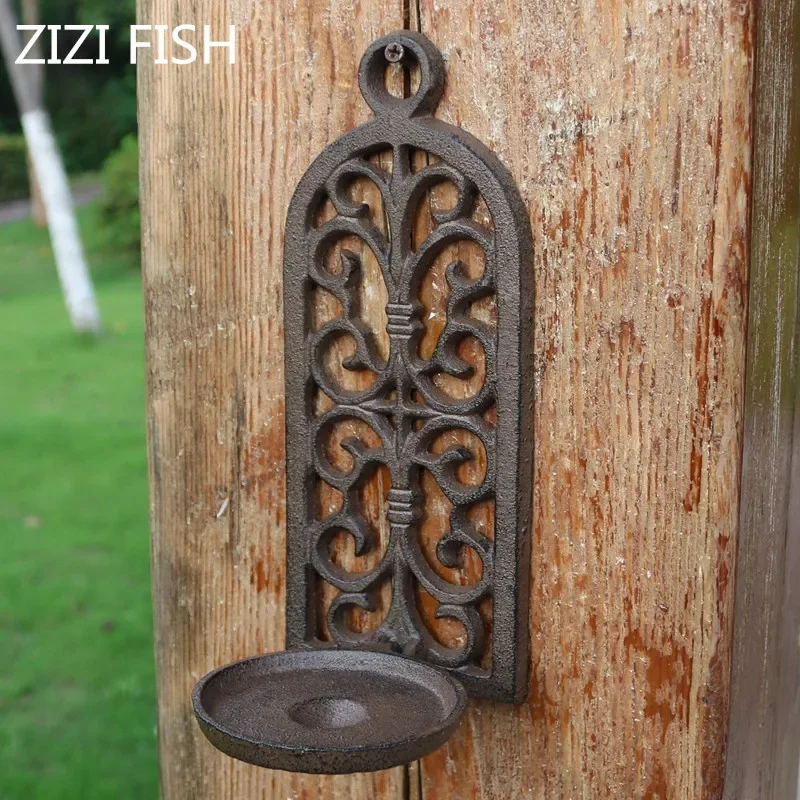 

cast iron arch hollow wall hanging candlestick candle holders retro decorations courtyard home pendants Garden decoration