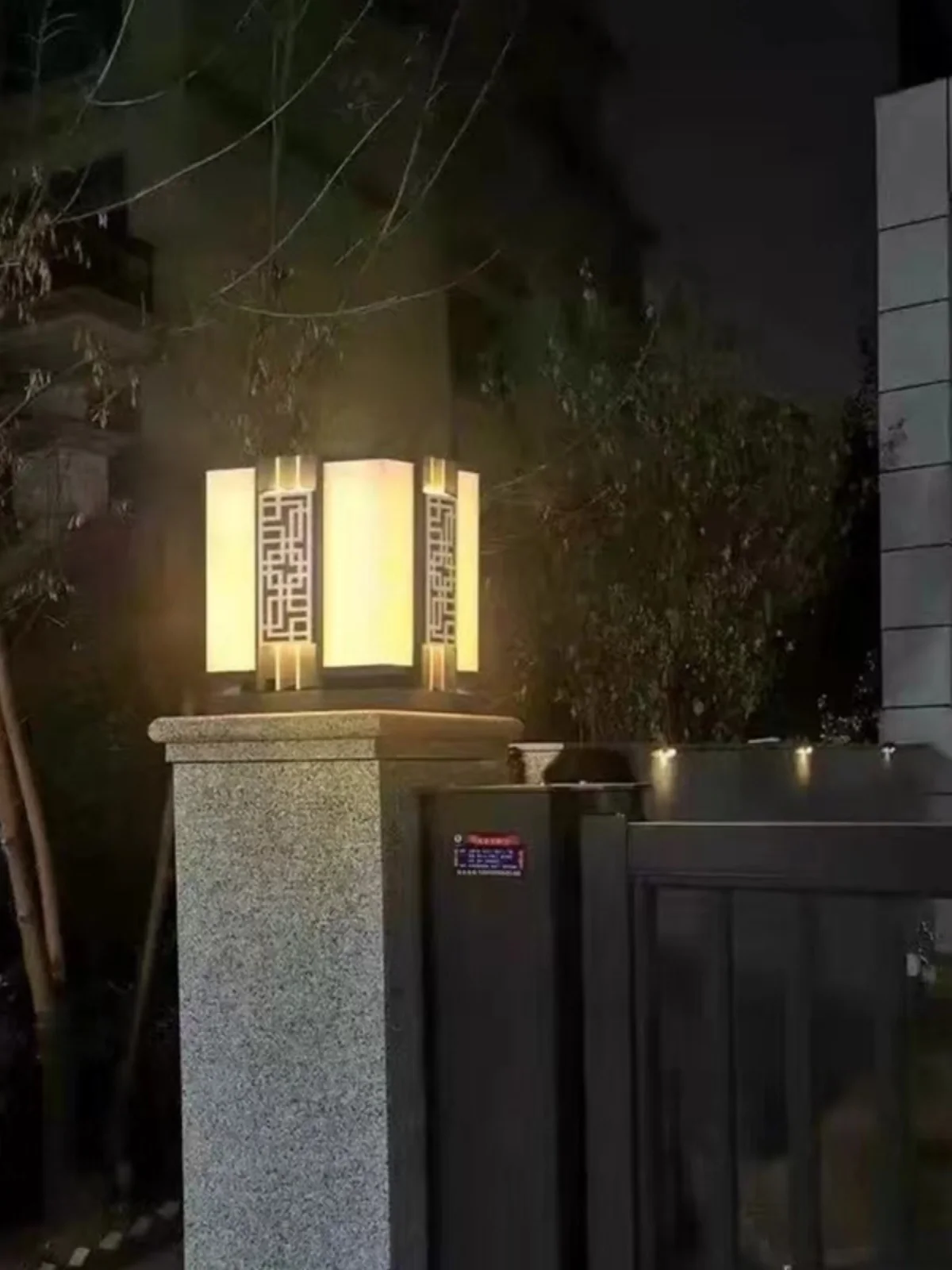 Outdoor waterproof imitation marble stigma lamp square Chinese wall lamp villa courtyard low pillar  household door