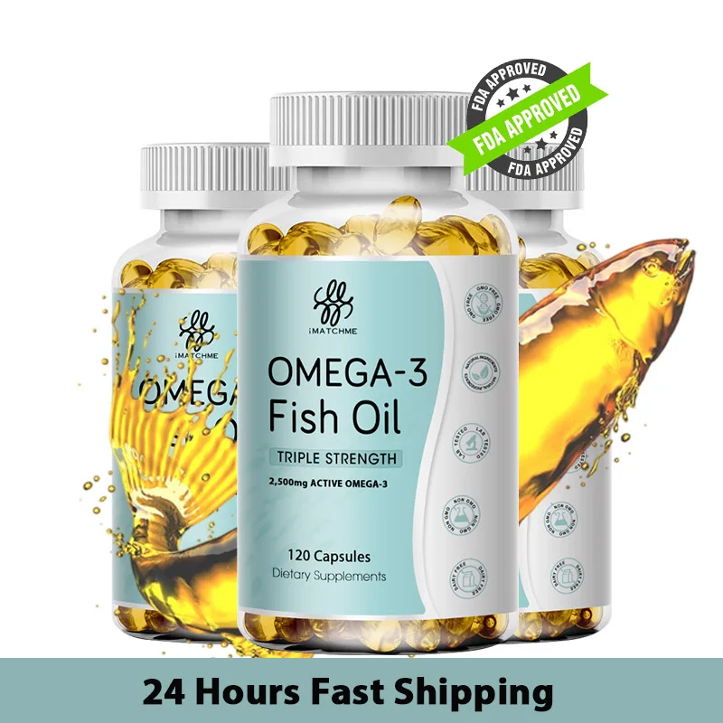 

Triple Strength Omega 3 Fish Oil Capsules with EPA & DHA Fatty Acids for Immune Heart & Cognitive Health Nutritional supplement