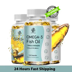 Triple Strength Omega 3 Fish Oil Capsules with EPA & DHA  Fatty Acids for Immune Heart & Cognitive Health Nutritional supplement