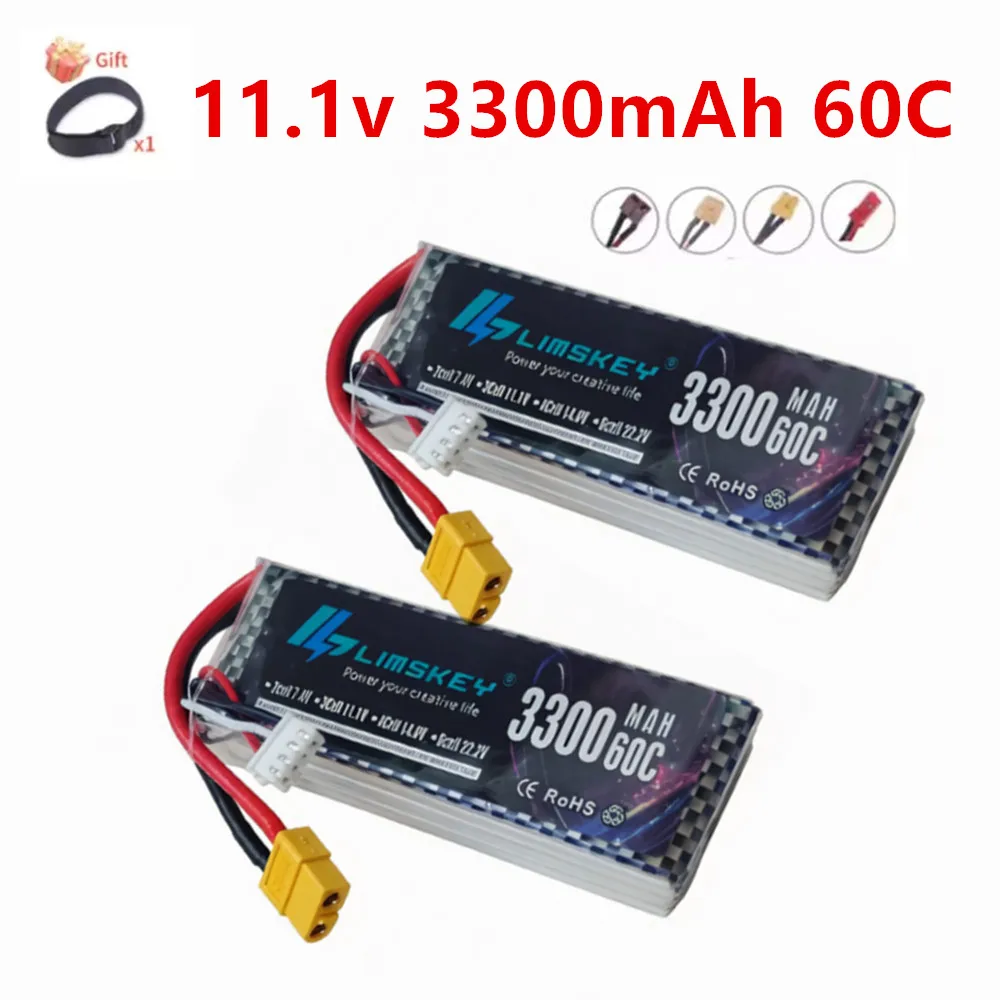 60C 11.1v 3300mAH Lipo Battery For RC Airplane Quadcopter Racing Car Remote Control Drone 4WD Spare Parts 3S Battery XT60/T