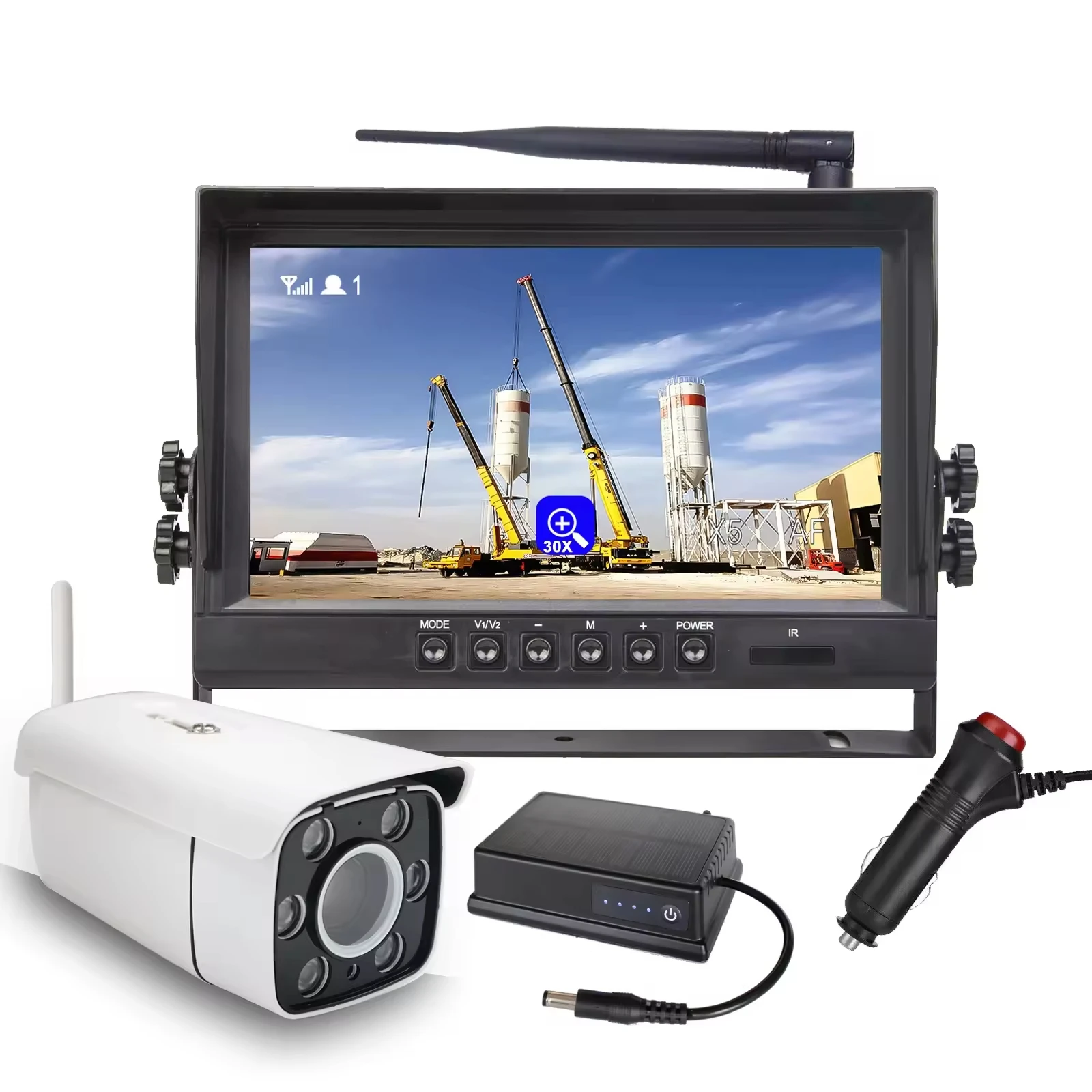 2026 9 Inch Wireless Crane Tower System IPS Screen 30x Optical Zoom 1080P HD Observation Camera DVR Reversing Front Camera