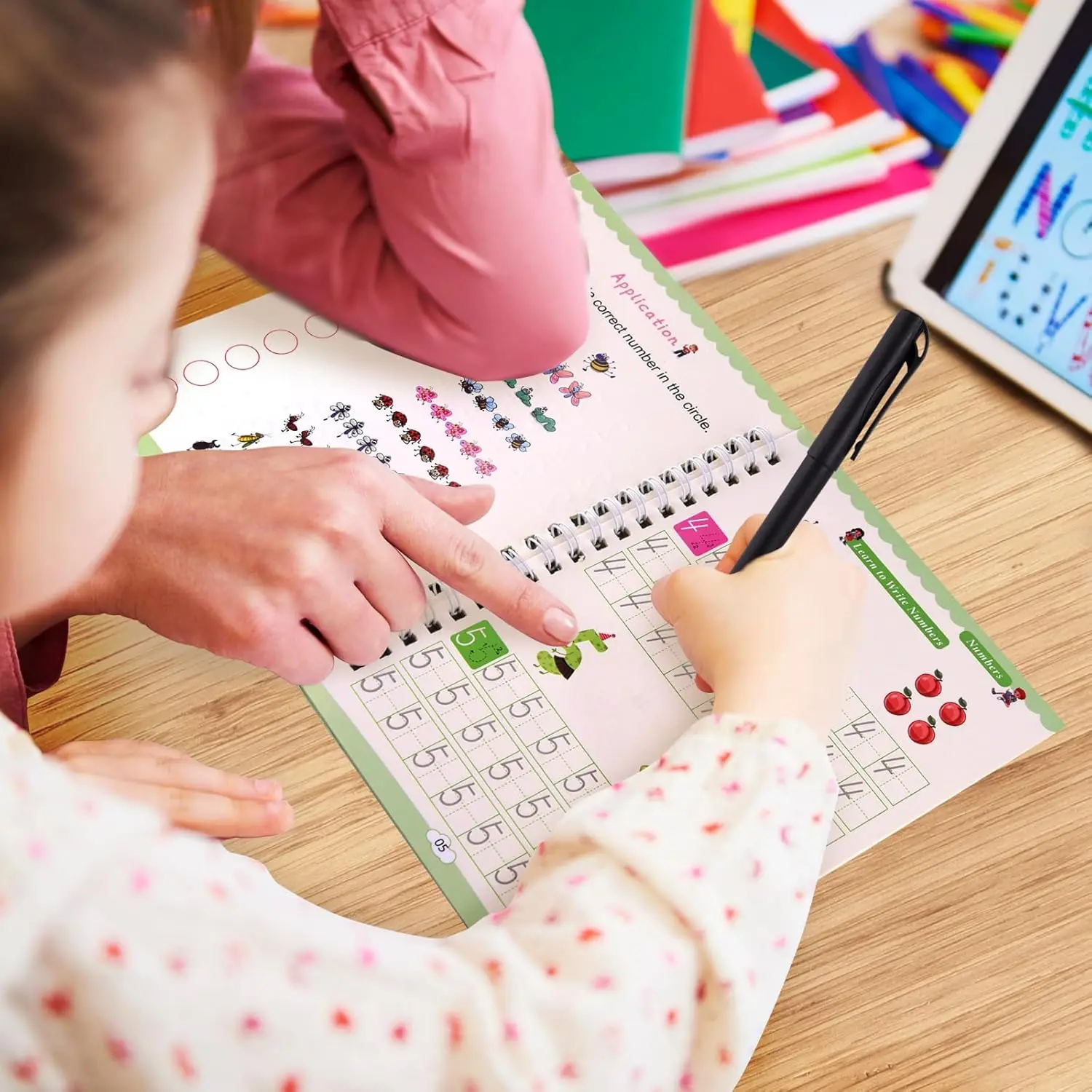 Spanish Magic Book Learn Writing Math Practice 3D Copybook Workbook Reusable Children's Writing Student Textbook