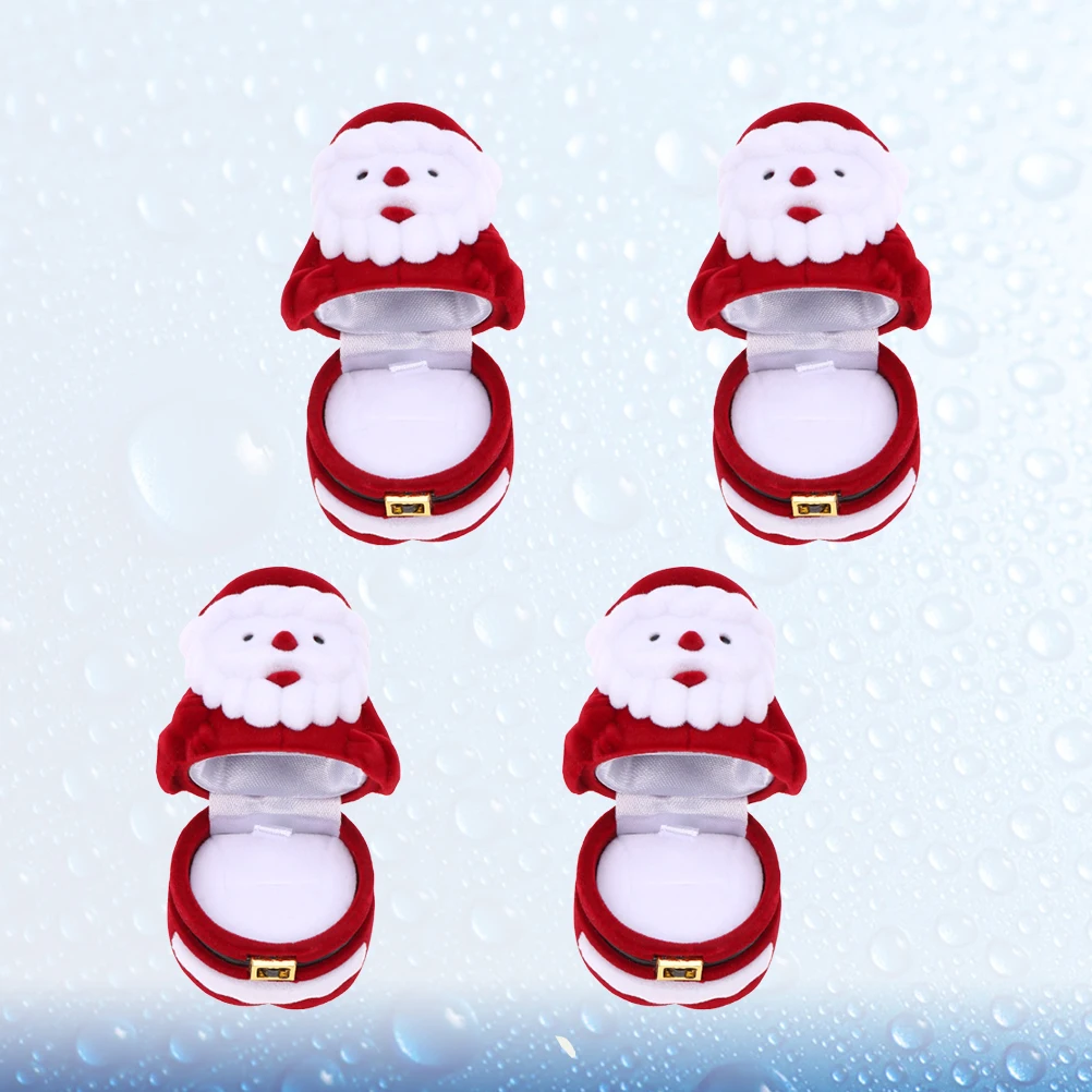 

4 шт., шкатулка для драгоценностей Санта-Клауса, уникальный чехол для хранения колец, серег, ожерелья, безделушек, рождественская подарочная коробка, компактный дизайн премиум-класса