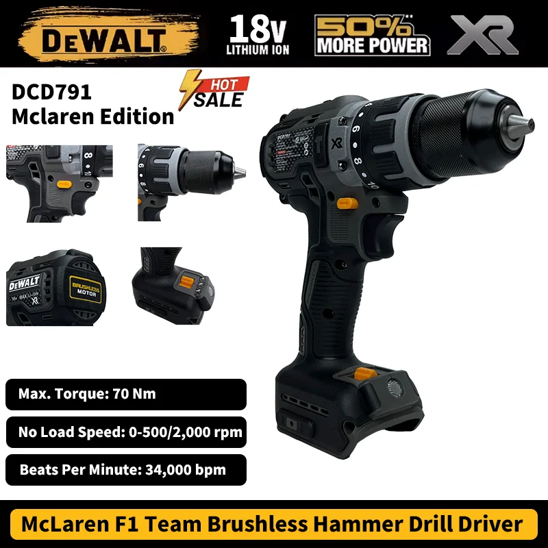 DCD791 20V MAX XR perceuse sans fil sans brosse tournevis ensemble d'outils électriques DEWALT McLaren édition avec batterie et chargeur