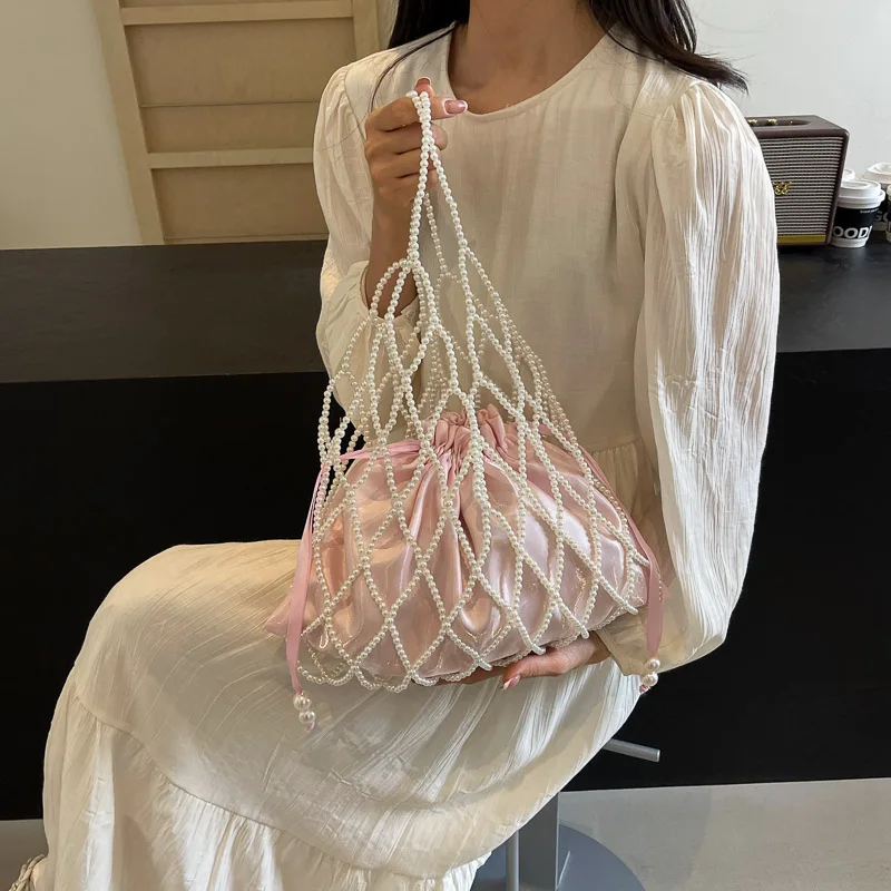 Oxford Tape Fashion Women\'s Shoulder Bags Sewing Thread Trend 2024 New Beading High Quality Handbag Commute Crossbody Bag