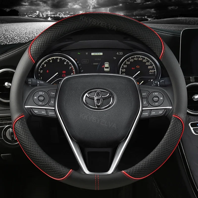 

Car Steering Wheel Cover Leather 38cm For Corolla Fortuner Sequoia Auris Avensis YARIS Vios Celica 86 Rav4 4Runner C-HR