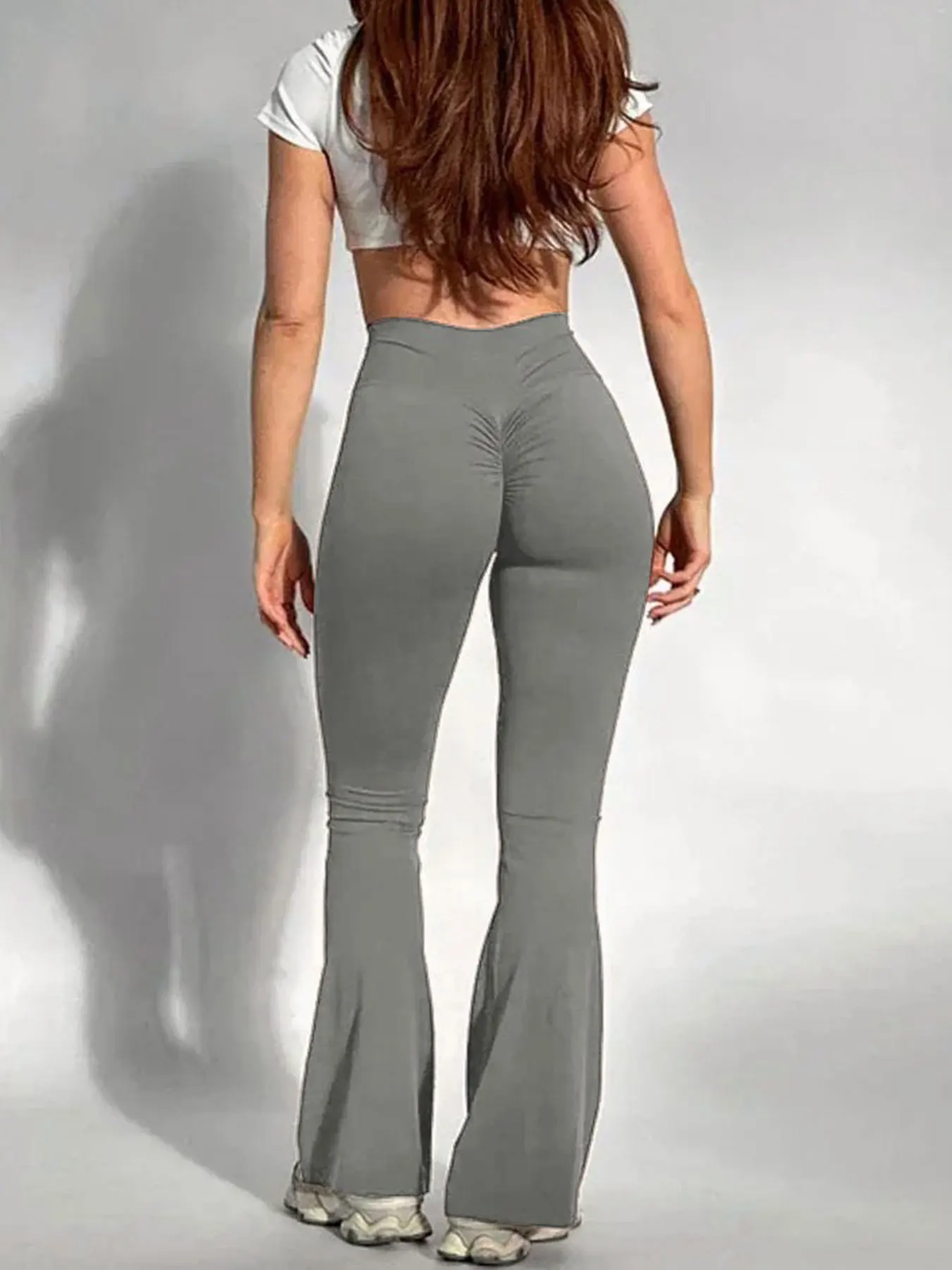 After yoga wrinkle slim bell-bottomed pants exercise fast dry sweat-sucking peach hips tight pants