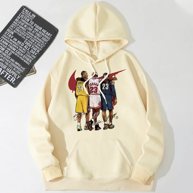 

Men's Hooded Sweatshirt Cartoon Basketball Star Print Spring Long Sleeved Street Outdoor Hoodie Pullover Clothing Fashion Tops