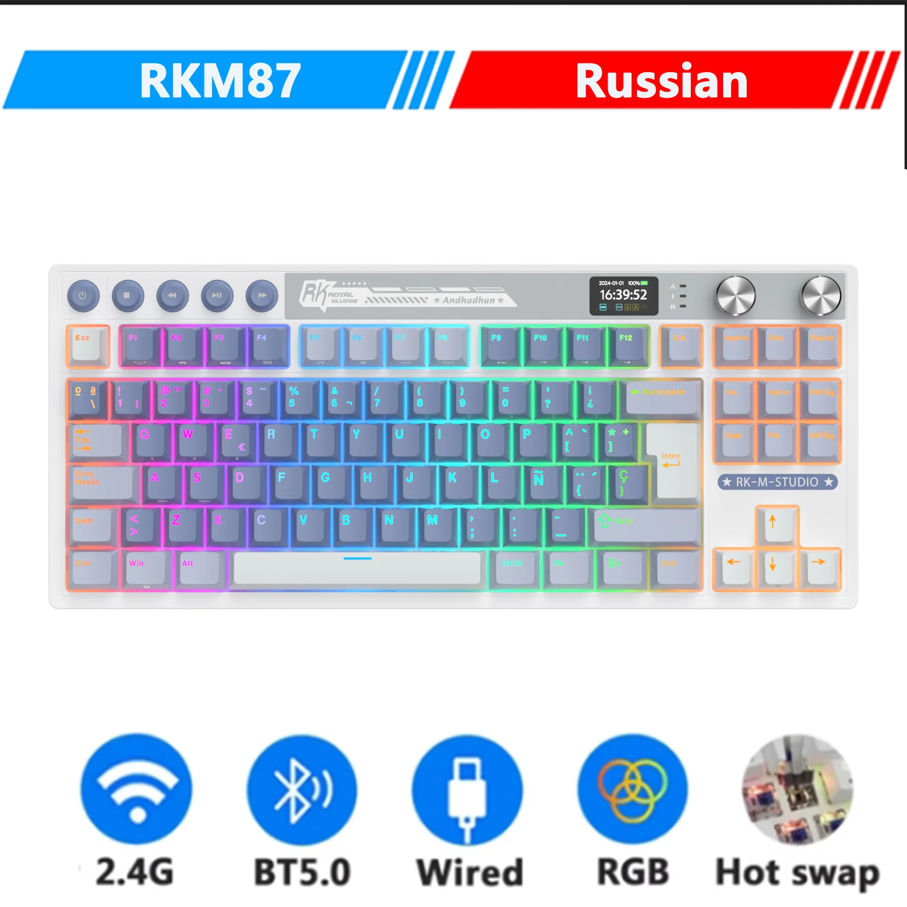 RK  KLUDGE M87 RGBキーボード Royal Kludge RK M87 Sound Test & REVIEW - YouTube