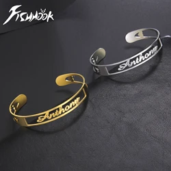 Name Custom Bangle Personalized Bracelet Family Cuff Kid Gift For Men Father Women Couple Friend Stainless Steel Metal Jewelry