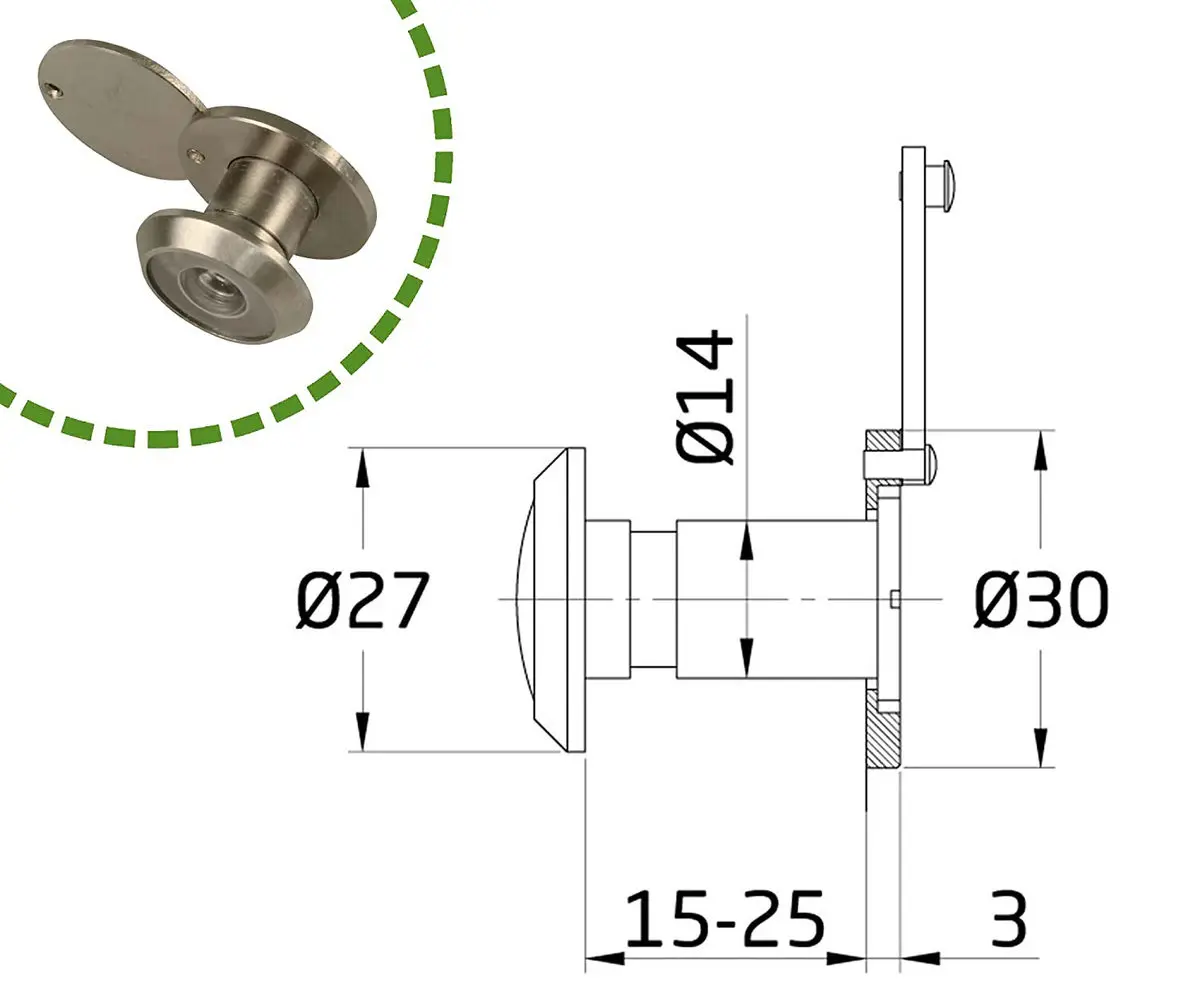 PHS Brass 220-degree Door Viewer 14mm with Heavy Duty Privacy Cover for Door Thickness 15-25mm,25-42mm,35-60mm  Mirilla Latón