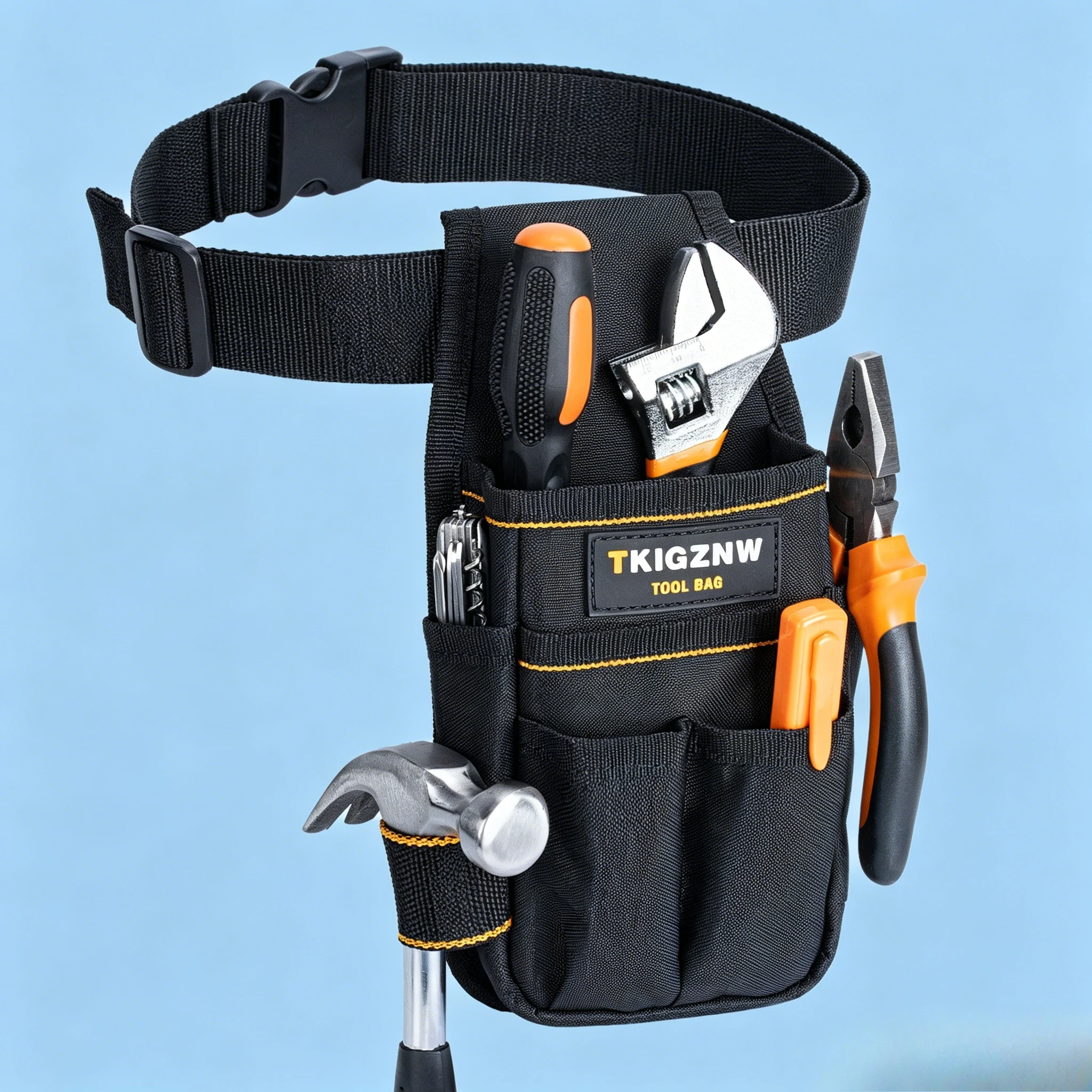 

TKIGZNW Pocket Tool Pouch，6-Pouches and 9 Screwdriver Loops Construction, Heavy-Duty Tool Bag with Adjustable Belt for Electrici