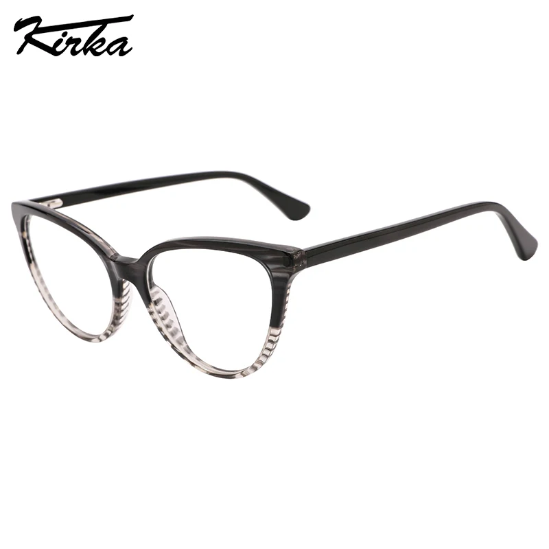 Kirka Eyewear Female Frame Optical Glasses Triangle Fashion Cat Eye Stripes Acetate Frames Prescription Lenses Glasses WD3155