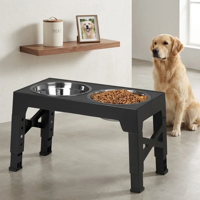 adjustable-elevated-dog-feeder-stand-double-stainless-steel-bowls-small-medium-large-dogs-raised-food-water-feeding-station