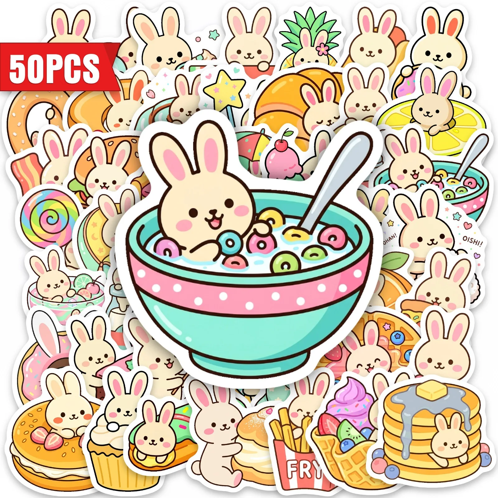 50-100PCS Cartoon Baking Time Stickers DIY Decorative Notebook Skateboard Stationery Box Stickers