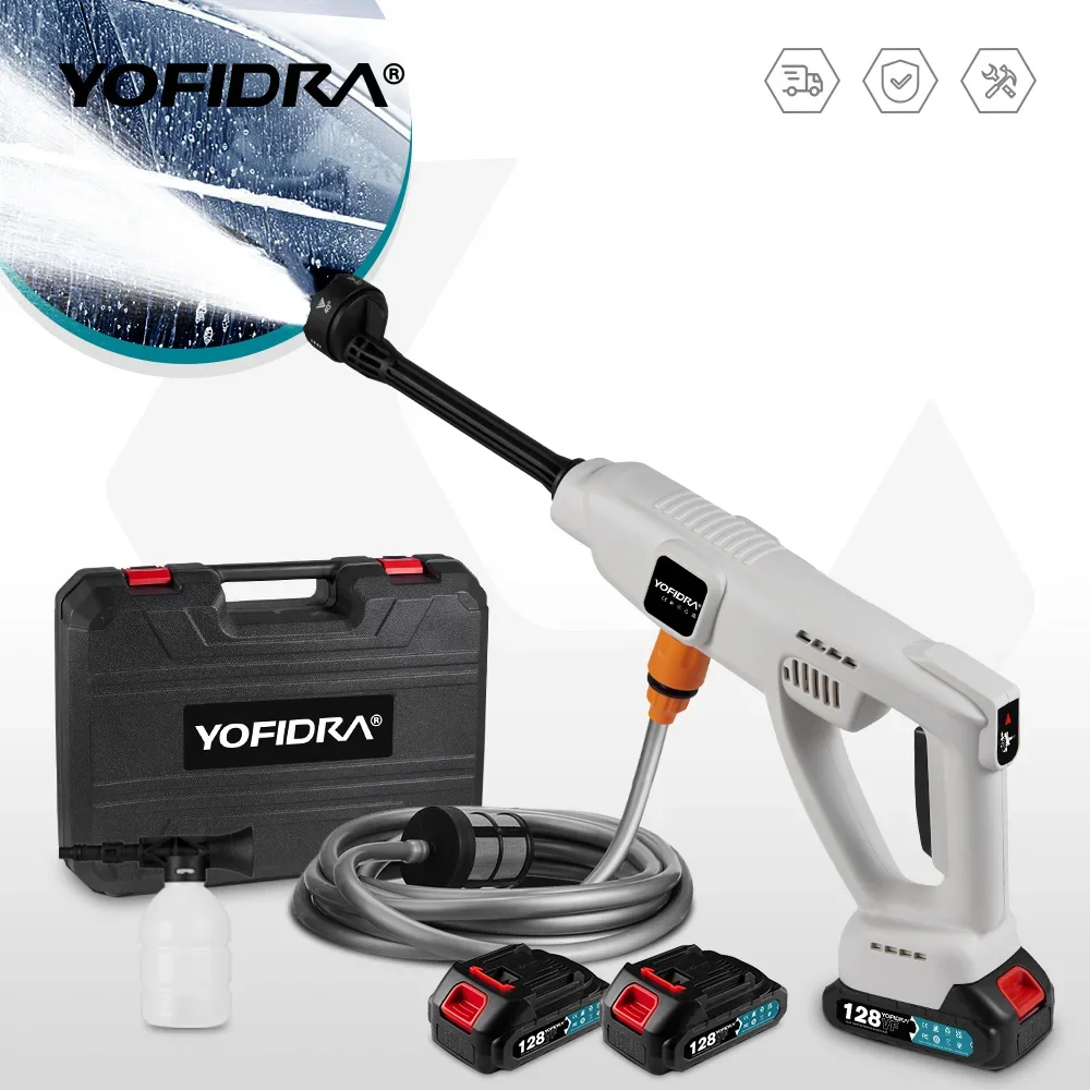 YOFIDRA100Bar Electric High Pressure Washer Gun 6IN1 20500 rpm Car Wash Water Gun Garden Spray Gun for Makita 18V Battery