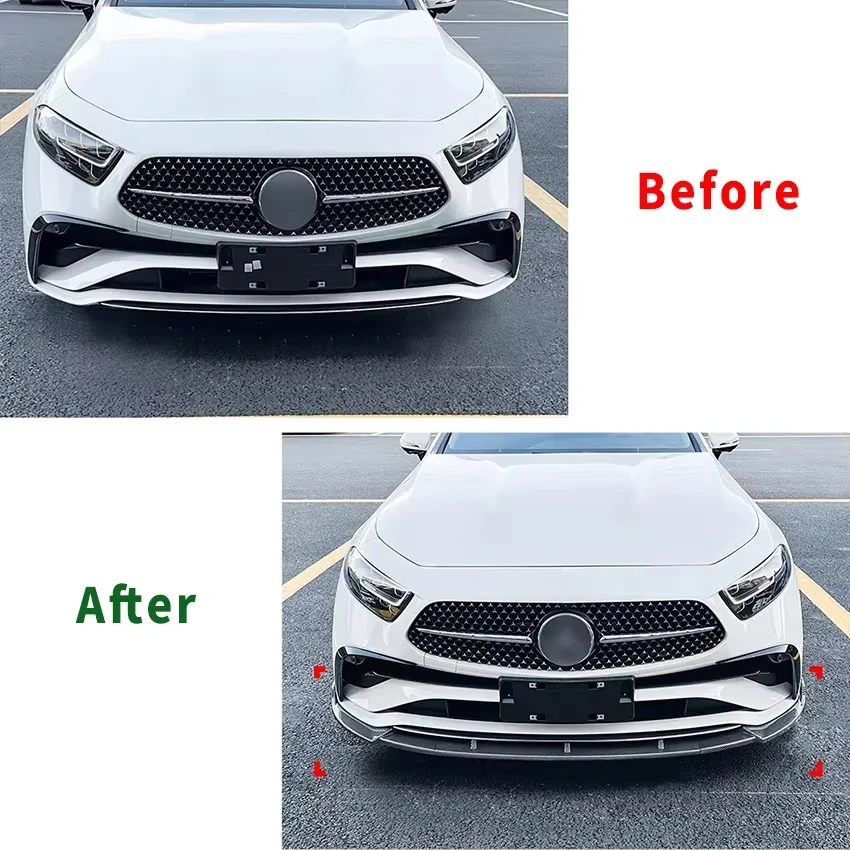 For Mercedes Benz CLS Class C257 AMG Accessories Line 2022+ Front Bumper Lip Splitter Diffuser Body Kit Spoiler Protective Cover