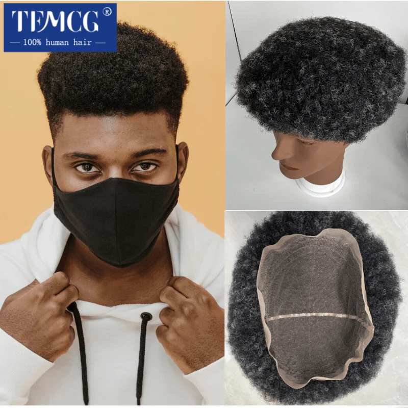 Grey Hair Full Lace Men Wigs For Black Men Afro Wig Toupee Men High Quality Male Hair Prosthesis 100% Natural Human Hair System