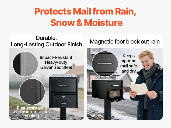 SucceBuy Post Mount Mailbox Anti-Pry & Anti-Theft Mailboxes for Outside with Magnetic Door Weather-Resistant for House Outside