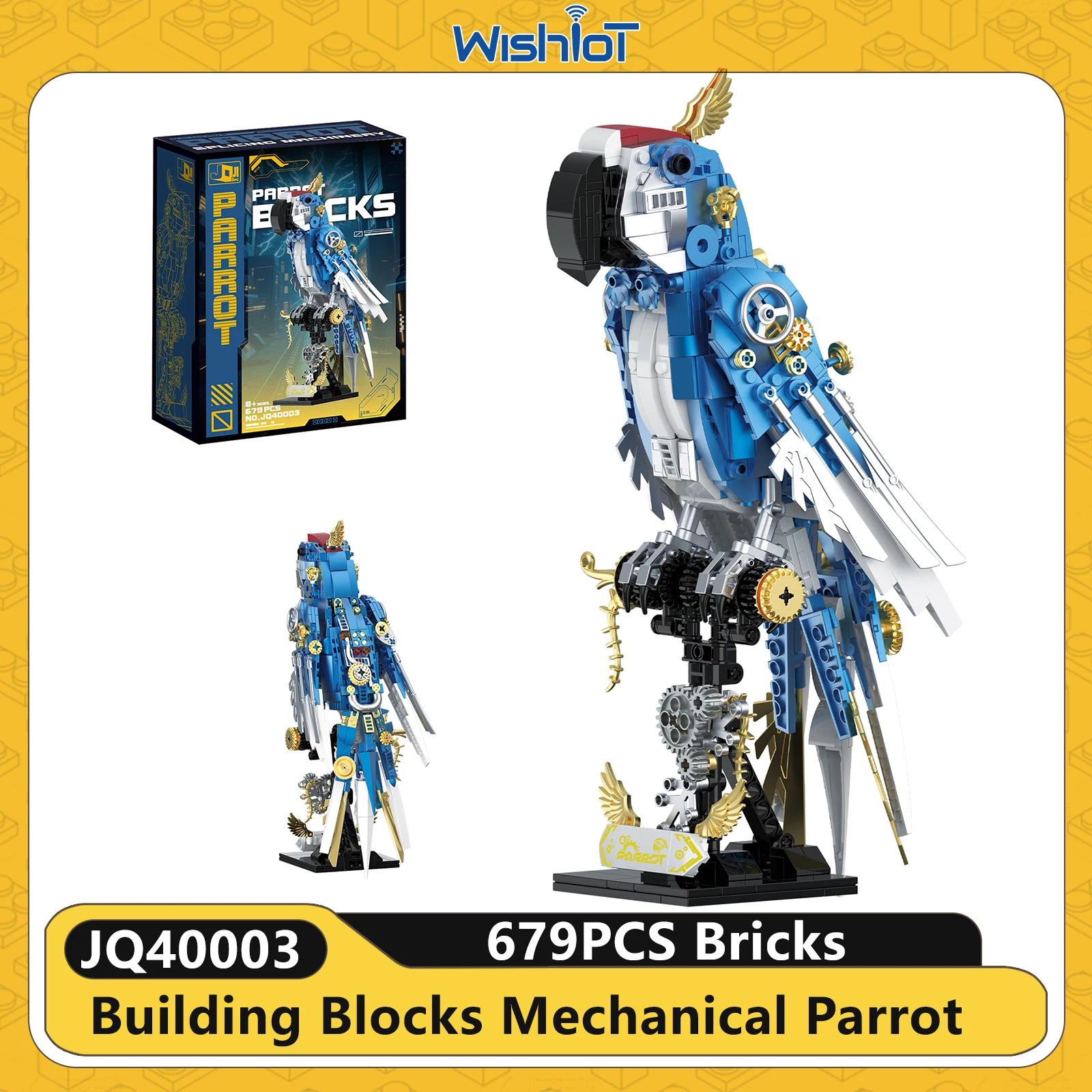 

679PCS Mechanical Parrot Building Blocks Animals Bird Seires Model with Base Bricks Assembling Educational Toy Kid Birthday Gift