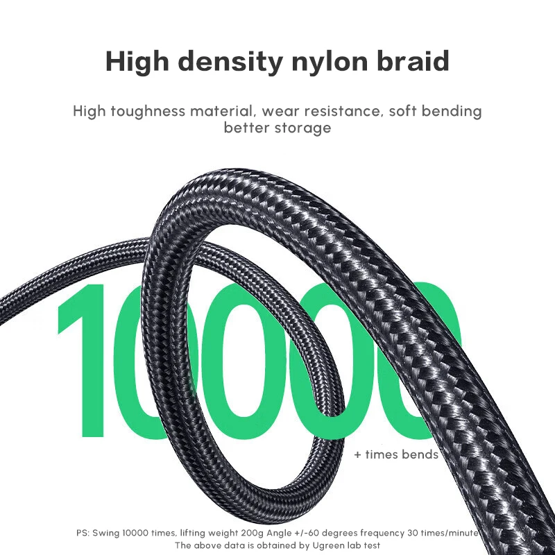UGREEN ミニUSBケーブル USB 2.0 タイプA - ミニBケーブル ナイロン編み込み充電コード