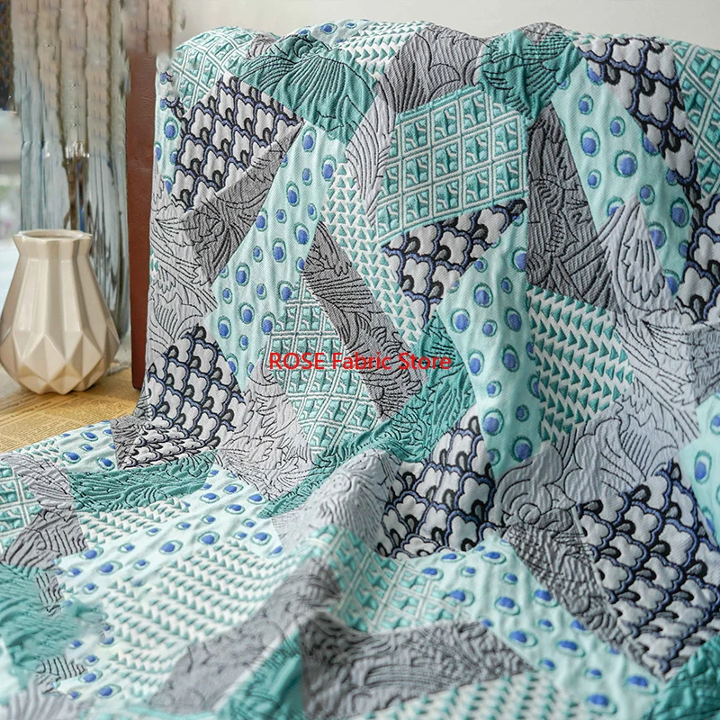 

1-метровая мятно-зеленая рельефная пряжа, окрашенная жаккардовая ткань, весенне-осенняя женская сумка для платья, ткань для шитья своими руками