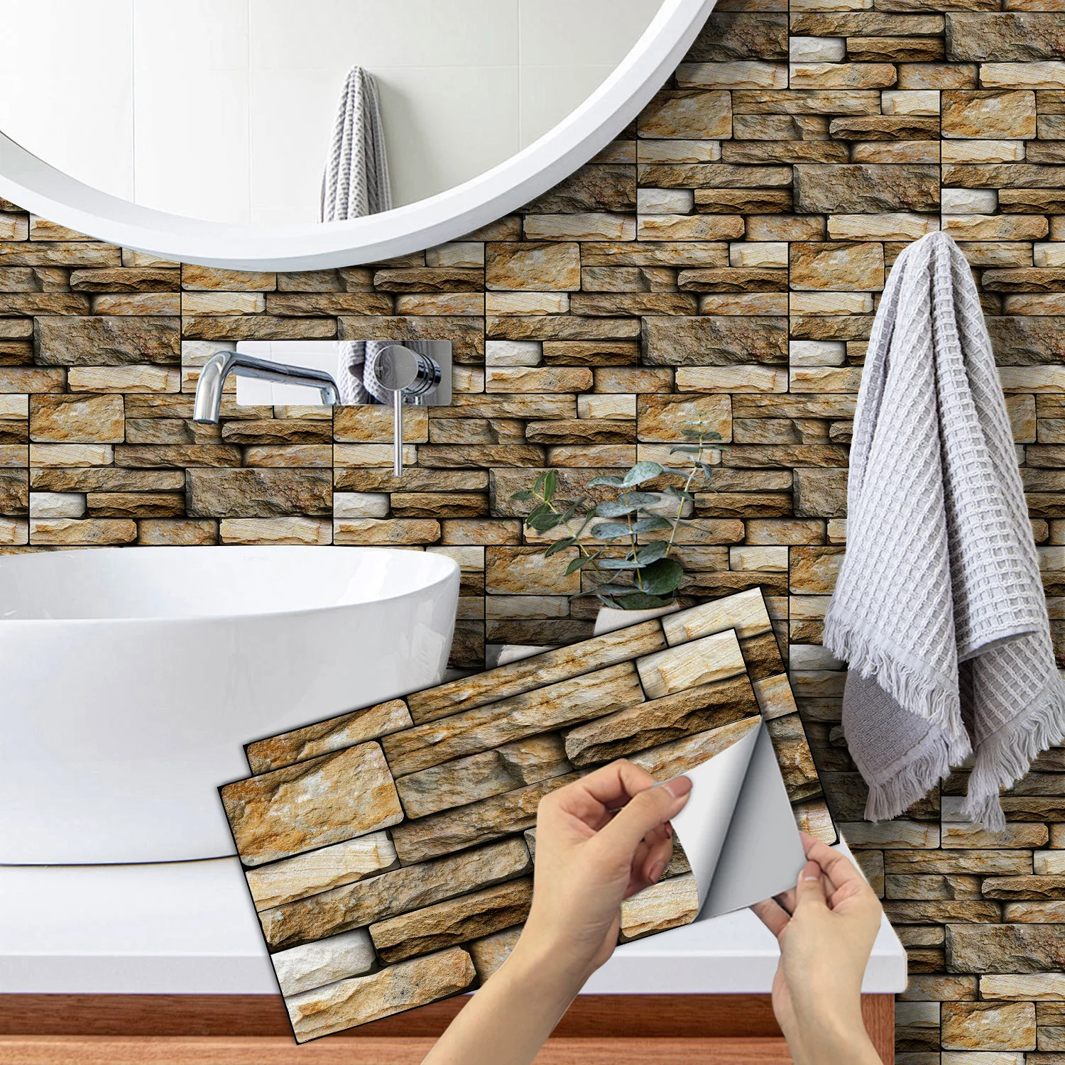 

Marble Peel and Stick Wall Tiles, Waterproof Self-Adhesive Backsplash for Kitchen Bathroom DIY Decor